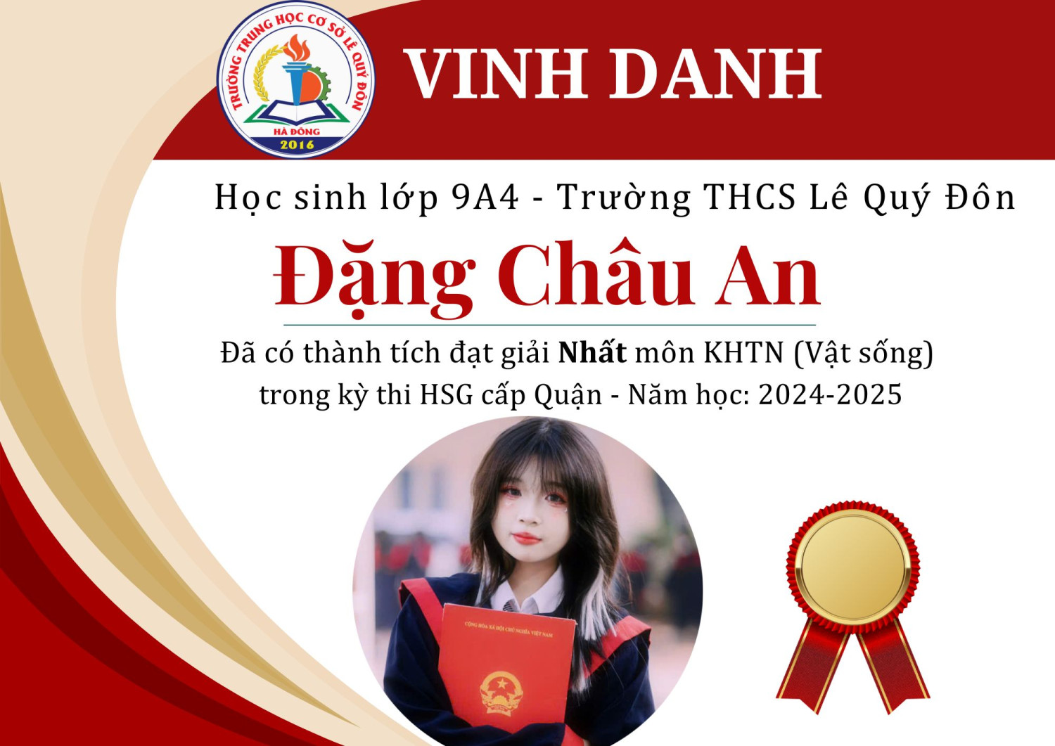 VINH DANH CÁC HỌC SINH GIỎI KHỐI 9 NĂM HỌC 2024-2025